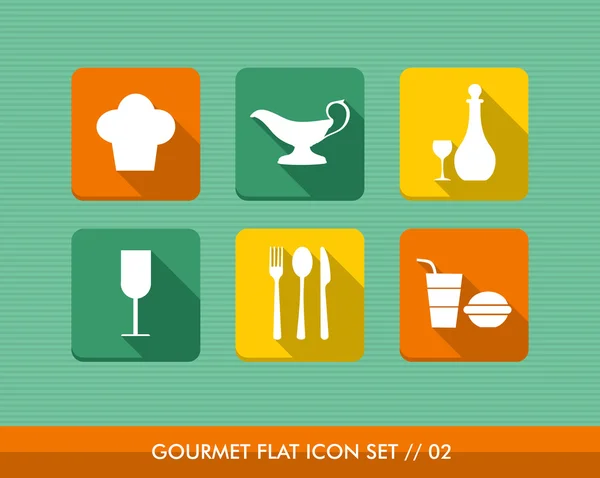 Conjunto de iconos planos gourmet . — Vector de stock