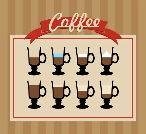 Retro coffee cups set poster. — Stock Vector