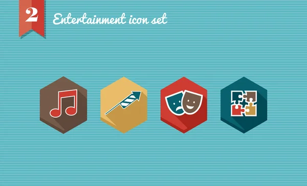 Entertainment flat icons set. — Stock Vector