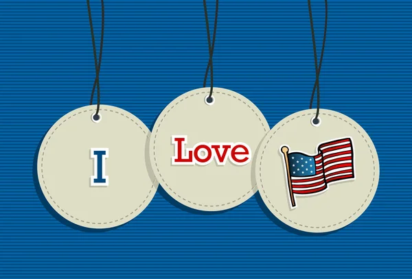 Hanging Patriotic USA badges. — Stock Vector