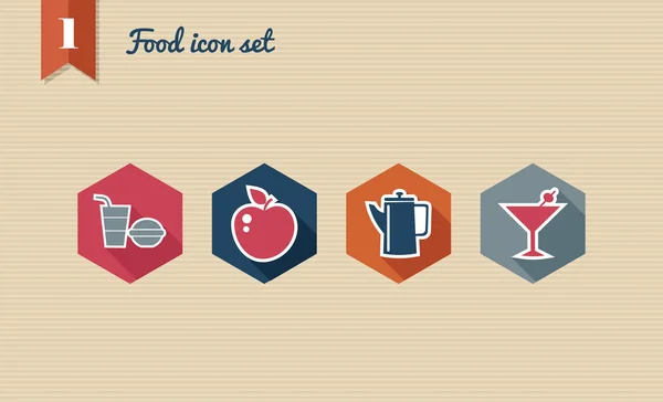 Menú de alimentos iconos planos conjunto — Vector de stock