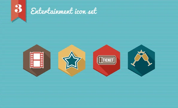 Entertainment flat icons set. — Stock Vector