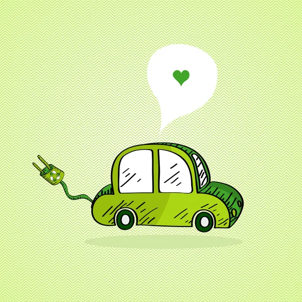 손으로 그려진된 녹색 자동차. — 스톡 벡터