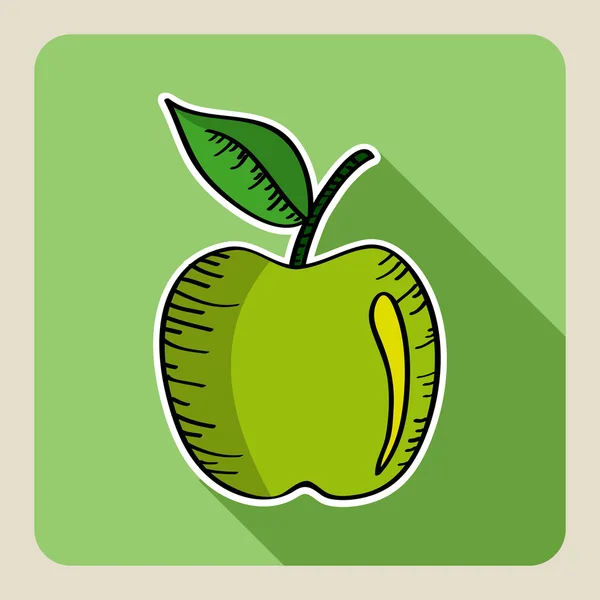 Skiss stil green apple. — Stock vektor