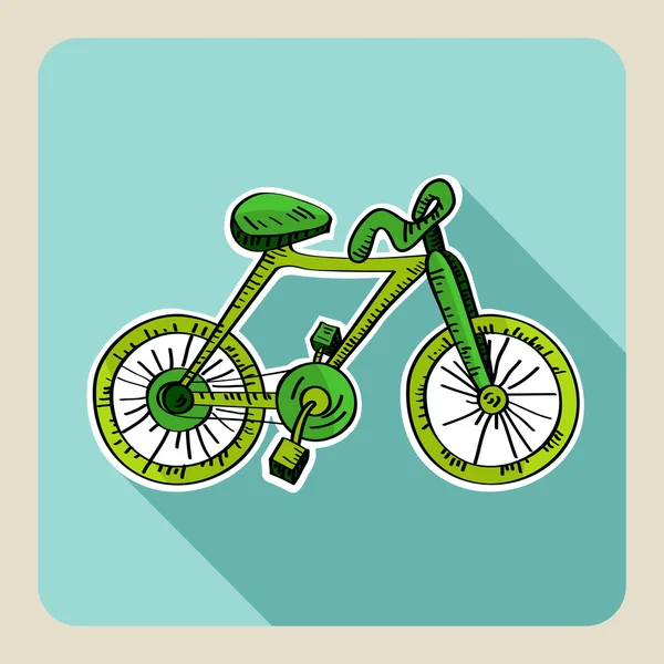 Handgezeichnetes grünes Fahrrad. — Stockvektor