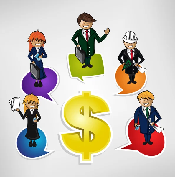 Business teamwork money social people — Stock Vector