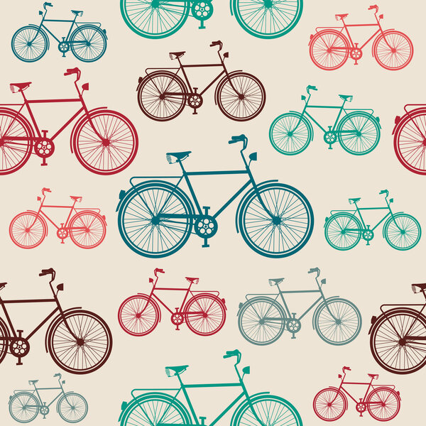 Vintage bike elements seamless pattern.