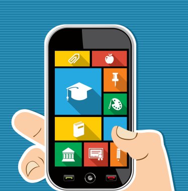 renkli insan el mobil uygulamaları eğitim düz simgeler.