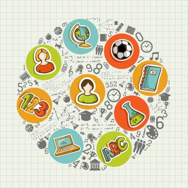 renkli sosyal simgeler okula eğitim arka.