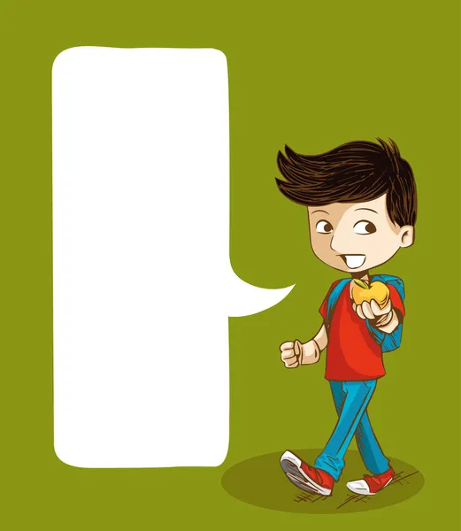 Back to school education boy with social bubble. — Stock Vector