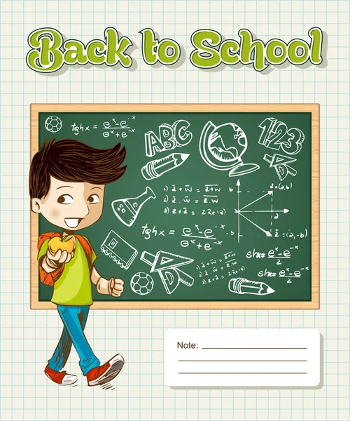 Back to school education cartoon kid. — Stock Vector