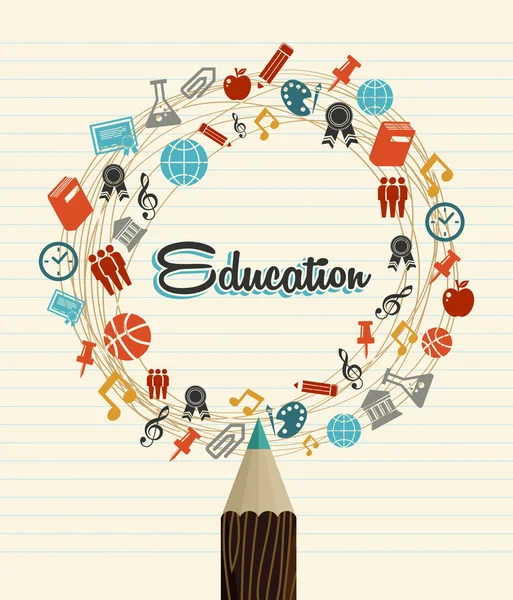 Education global icons back to school pencil. — Stock Vector