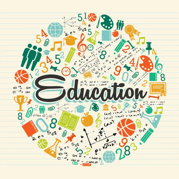 Iconos coloridos círculo de educación . — Vector de stock