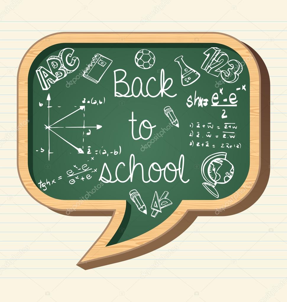Back to school education icons social bubble chalkboard elements