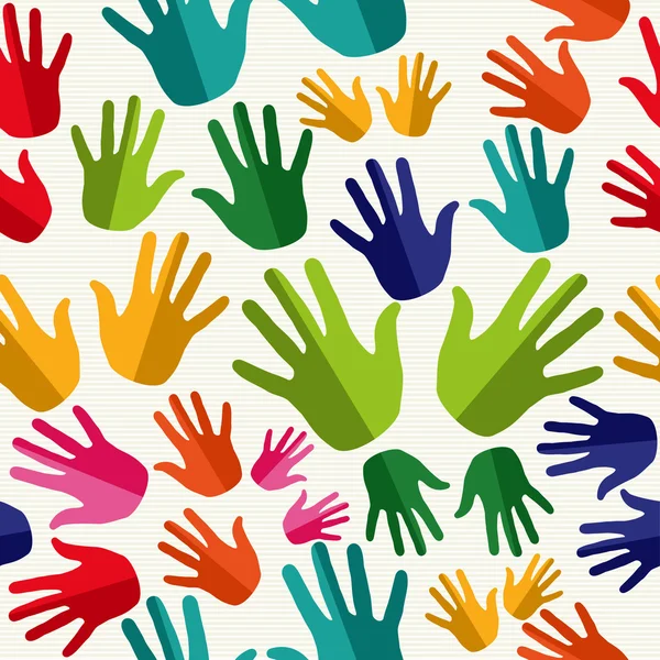 Diversity human hands seamless pattern. — Stock Vector