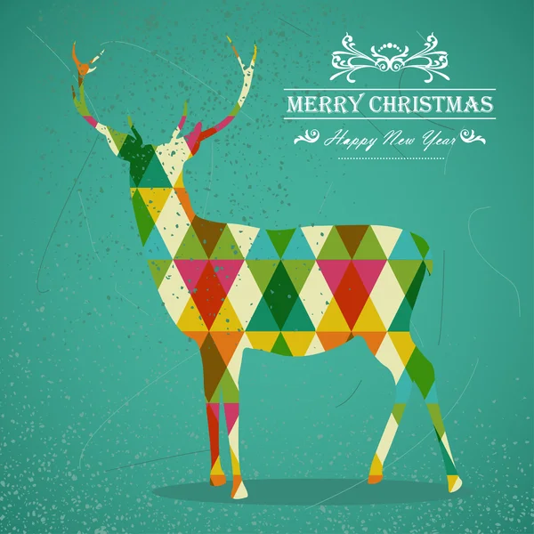 Merry Christmas colorful reindeer shape. — Stock Vector