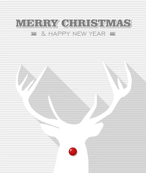 Buon Natale puntino rosso bianco renna Rudolph . — Vettoriale Stock