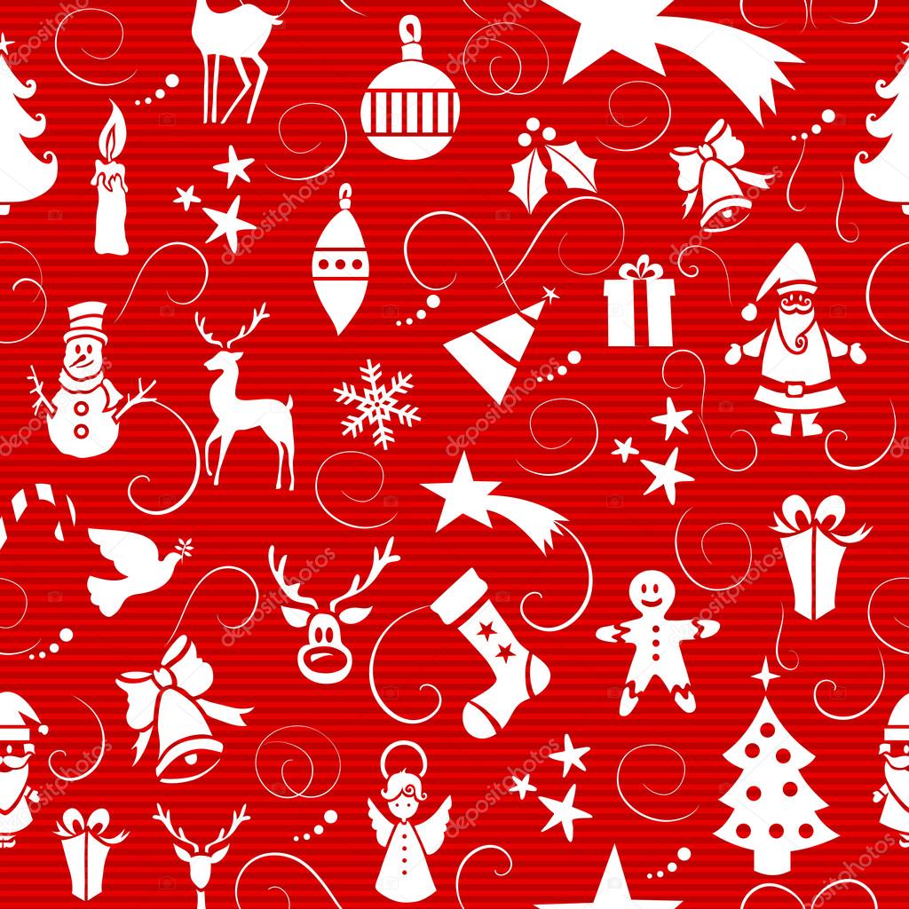 Merry Christmas icons seamless pattern.
