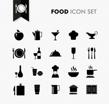 siyah izole yiyecek menüsü Icon set.