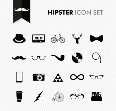 Black isolated vintage hipster icon set. clipart