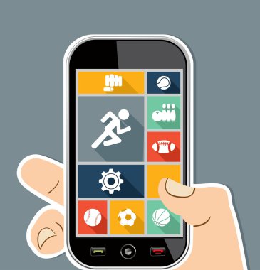 insan eli hareket eden renkli spor UI apps düz simgeler.