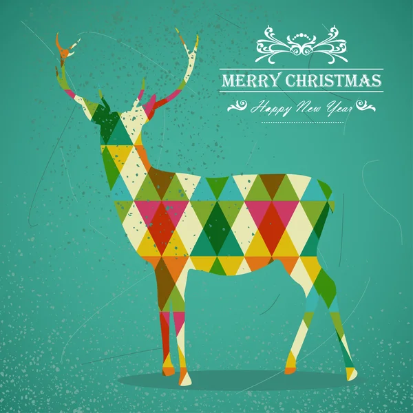 Merry Christmas colorful reindeer shape illustration. — Stock Vector