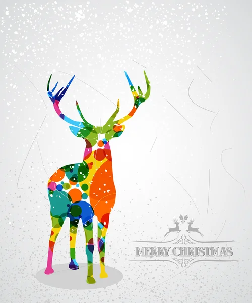 Merry Christmas colorful reindeer shape. — Stock Vector