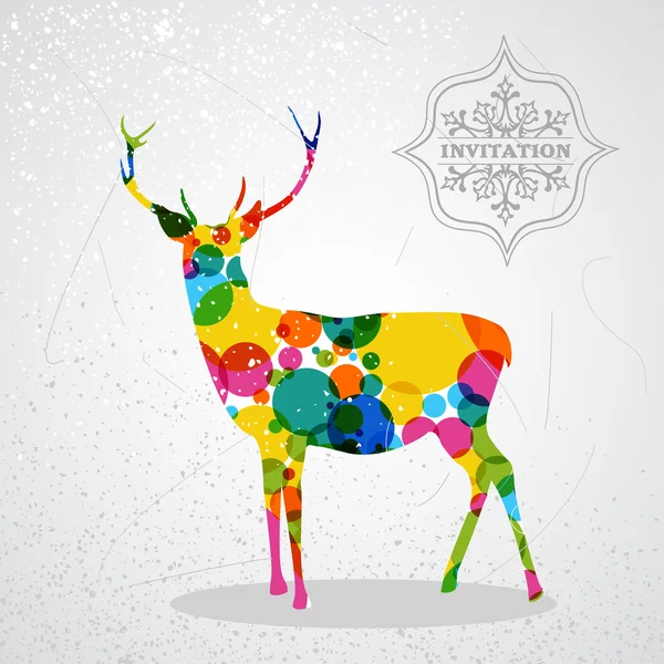 Merry Christmas colorful reindeer shape. — Stock Vector