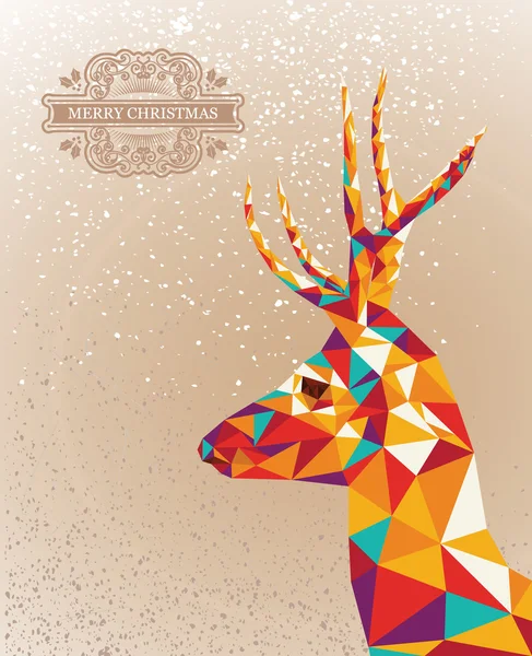 Merry Christmas colorful reindeer shape background. — Stock Vector