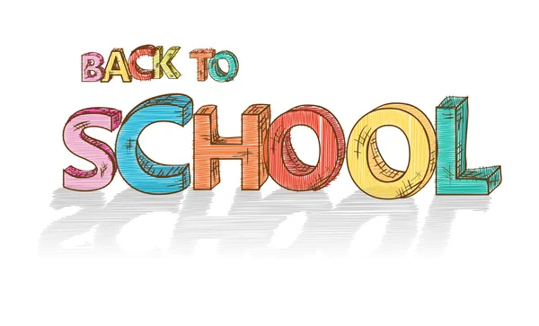 Illustrazione di testo colorato Ritorno a scuola . — Vettoriale Stock