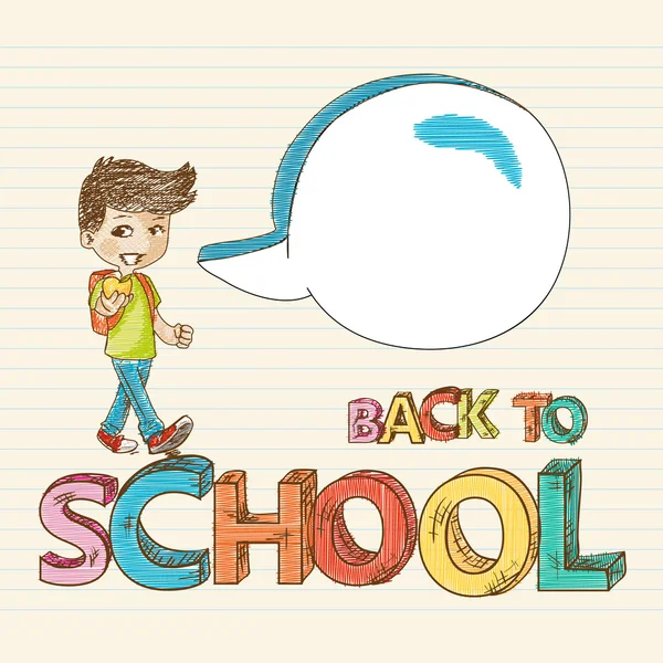Back to school colorful boy cartoon illustration. — Stock Vector