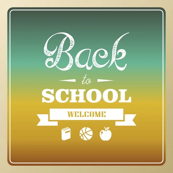 Vintage back to school and icons background illustration. — Stock Vector