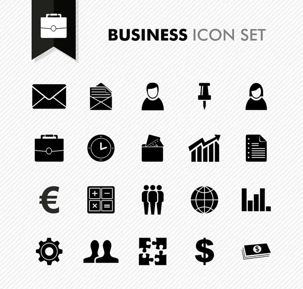 Black isolated business work icon set. — Stock Vector