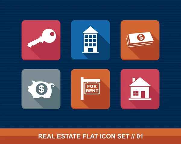 Real estate business flat icons set. — Stock Vector