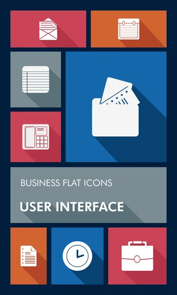 Interfaz de usuario de aplicaciones empresariales coloridas iconos planos . — Vector de stock