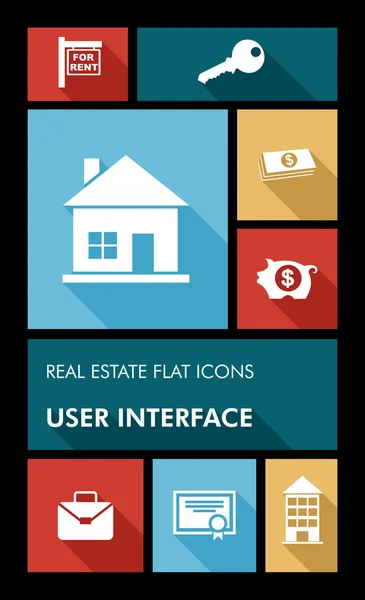 多彩房地产 ui 的应用程序用户界面平面图标. — 图库矢量图片