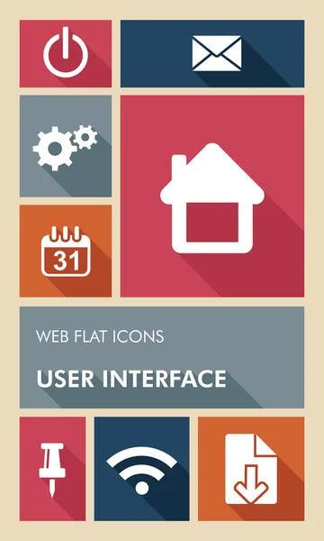 Interfaz de usuario de aplicaciones web de interfaz de usuario de colores iconos planos . — Archivo Imágenes Vectoriales