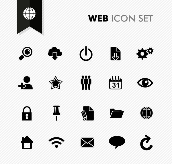Black isolated web icon set.