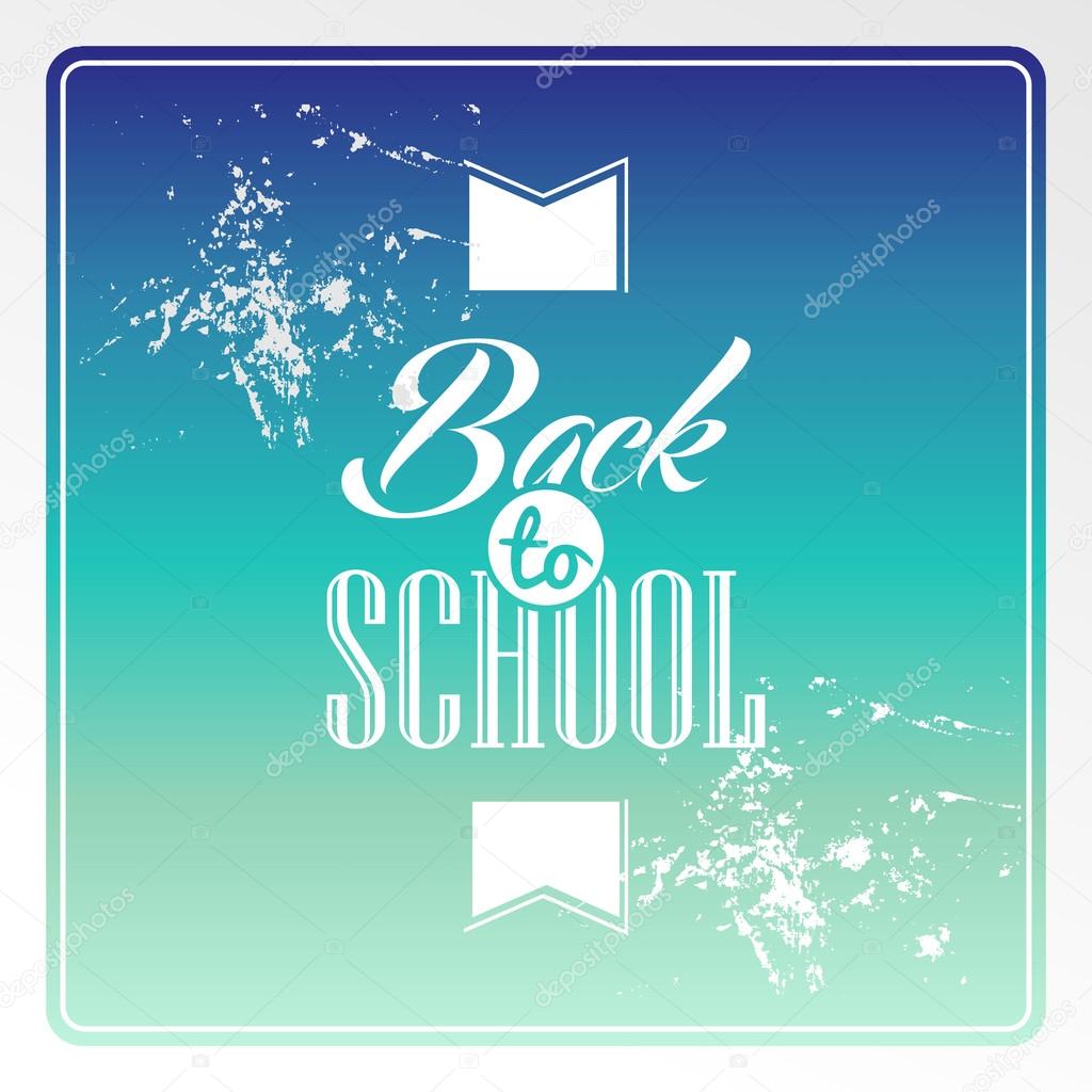 Retro back to school text colorful grunge background.