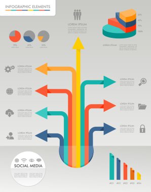 renkli Infographic diyagramı Sosyal Medya simgeler illüstrasyon.