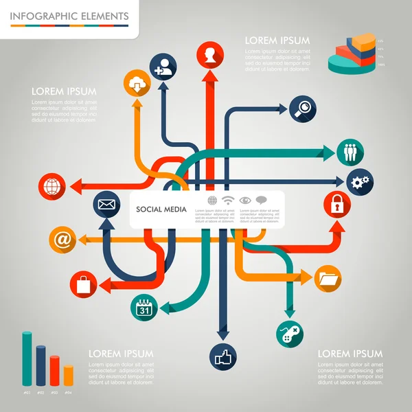 Sosyal medya Infographic şablonu grafik öğeleri şekil. — Stok Vektör