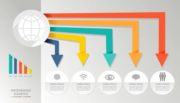 Diagrama infográfico colorido ilustração de ícones de mídia global . —  Vetores de Stock