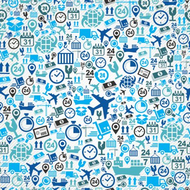 Shipping logistic seamless pattern blue icon set background.