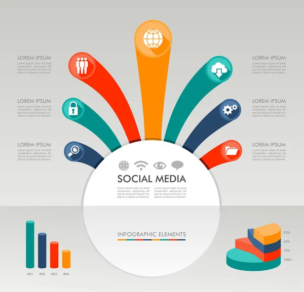 Sociala medier infographic mall grafiska element illustration. — Stock vektor