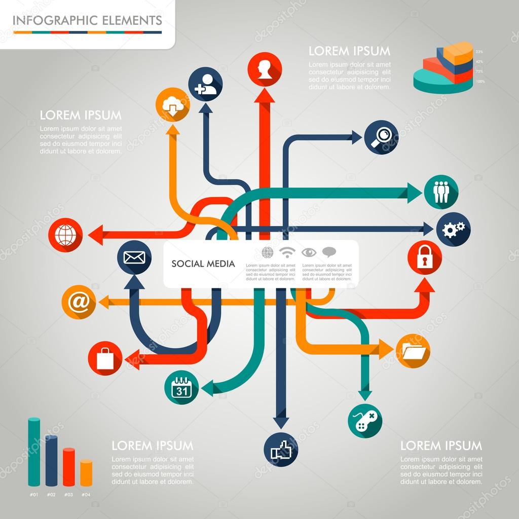 Social media Infographic template graphic elements illustration.