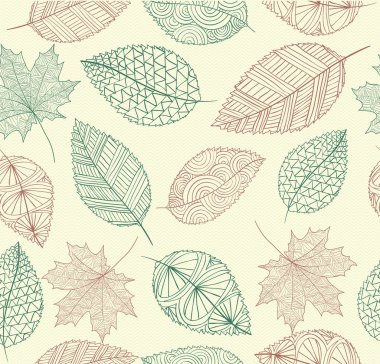 Vintage drawing fall leaves seamless pattern background. EPS10 f