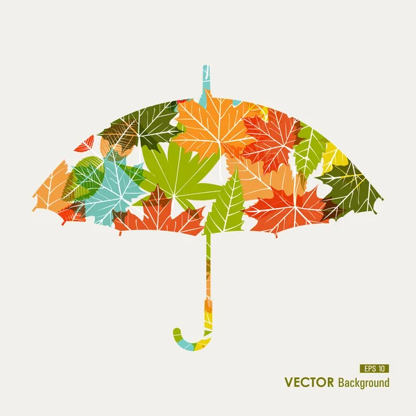 Colorful fall season umbrella leaves shape EPS10 file background — Stock Vector