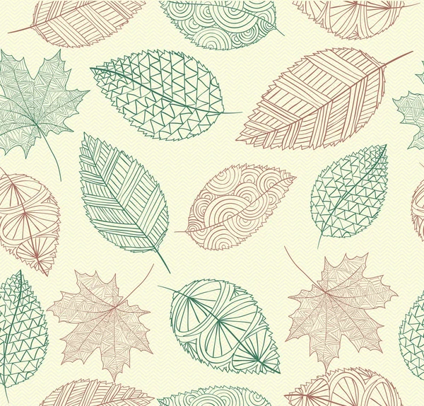 Vintage drawing fall leaves seamless pattern background. EPS10 f — Stock Vector