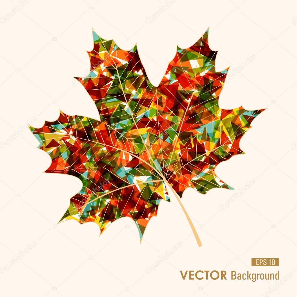Colorful leaf with triangles inside. Autumn background. EPS10 fi