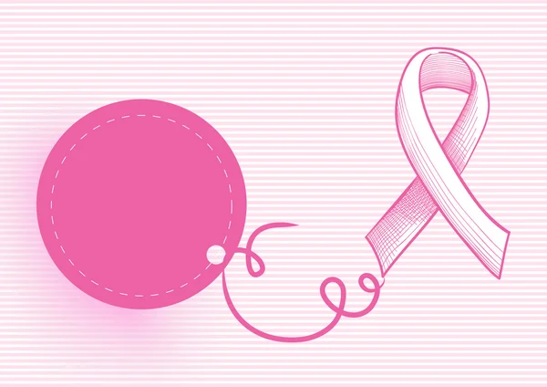Ruban de sensibilisation au cancer du sein avec étiquette accrochée Fichier EPS10 . — Image vectorielle